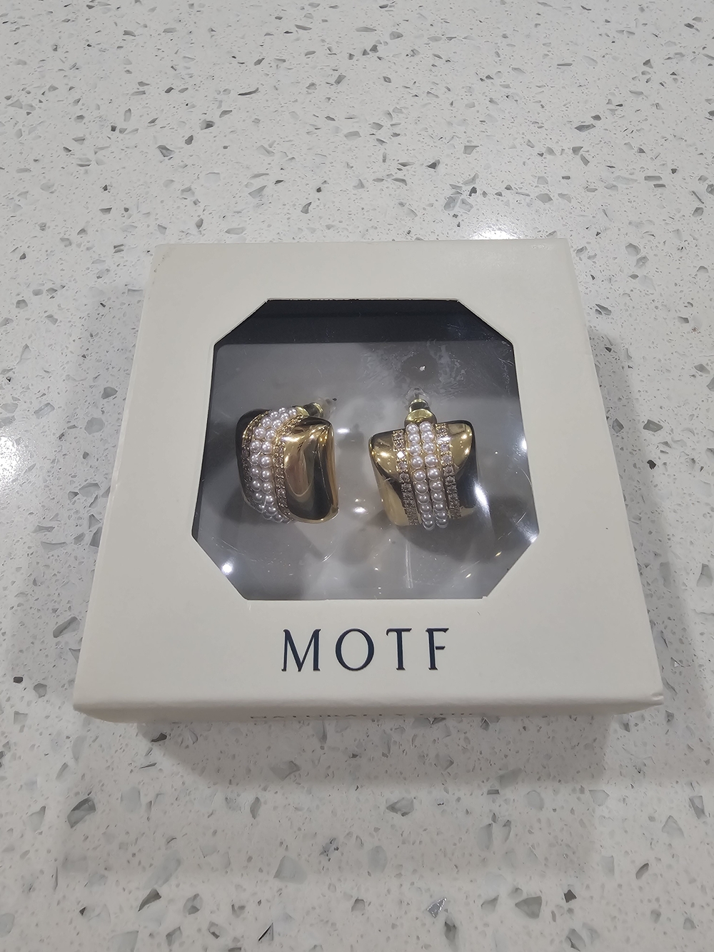 MOTF Gold Hoop Earrings with Crystal Rows - Women Jewelry